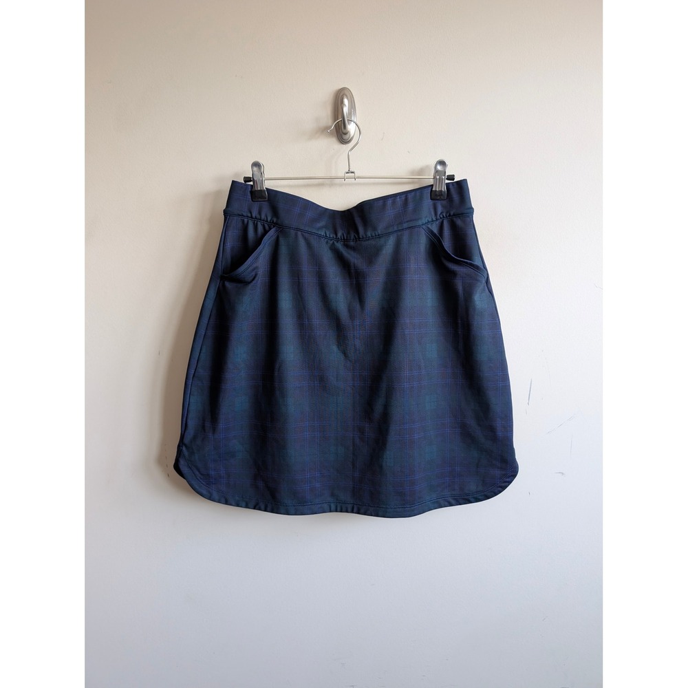 Peter Millar Finch Skort Womens Medium Navy Green Plaid Golf Tennis LF19EB15G